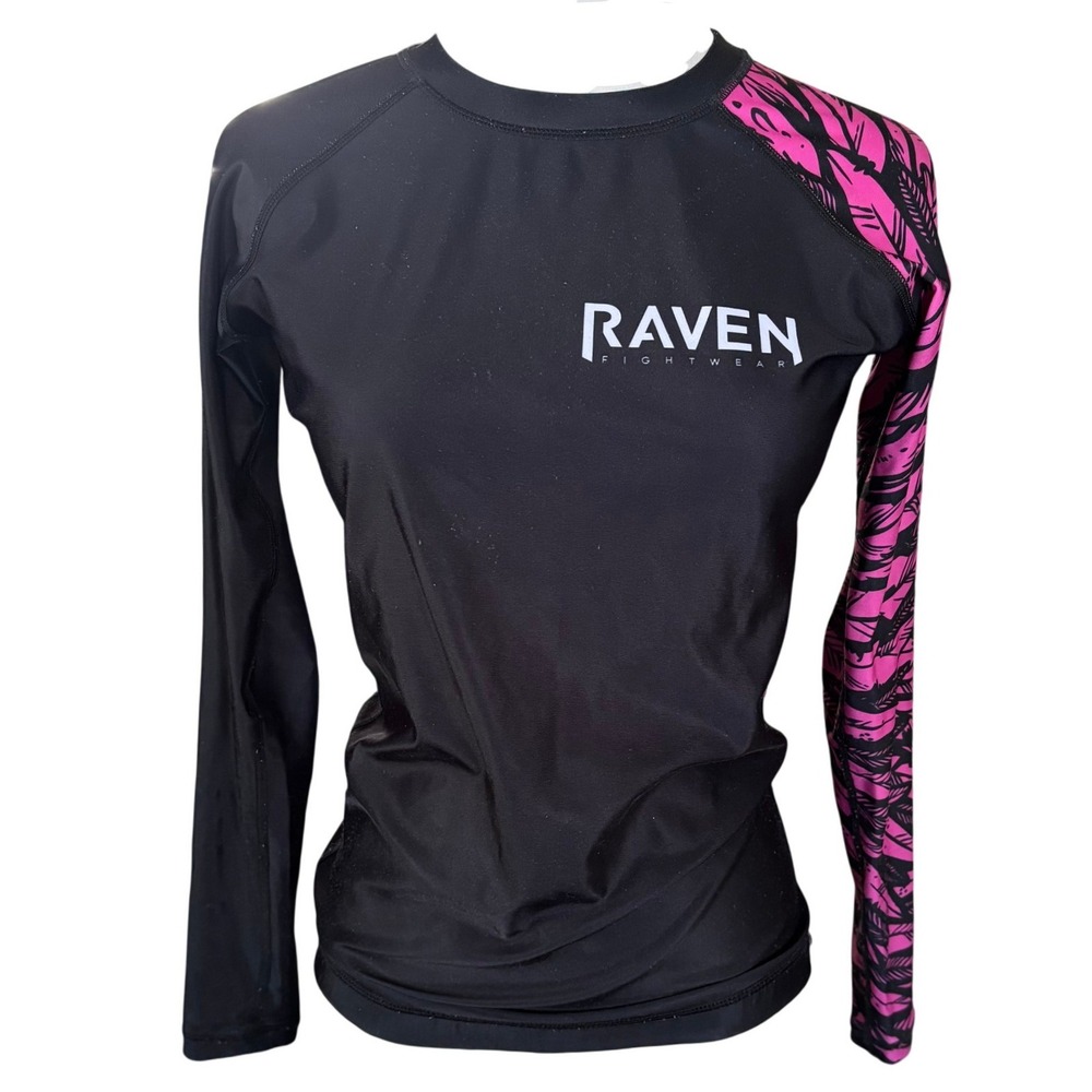 Raven Fightwear Aerial Assault Pink Black Rashguard Size Small BJJ MMA Grappling